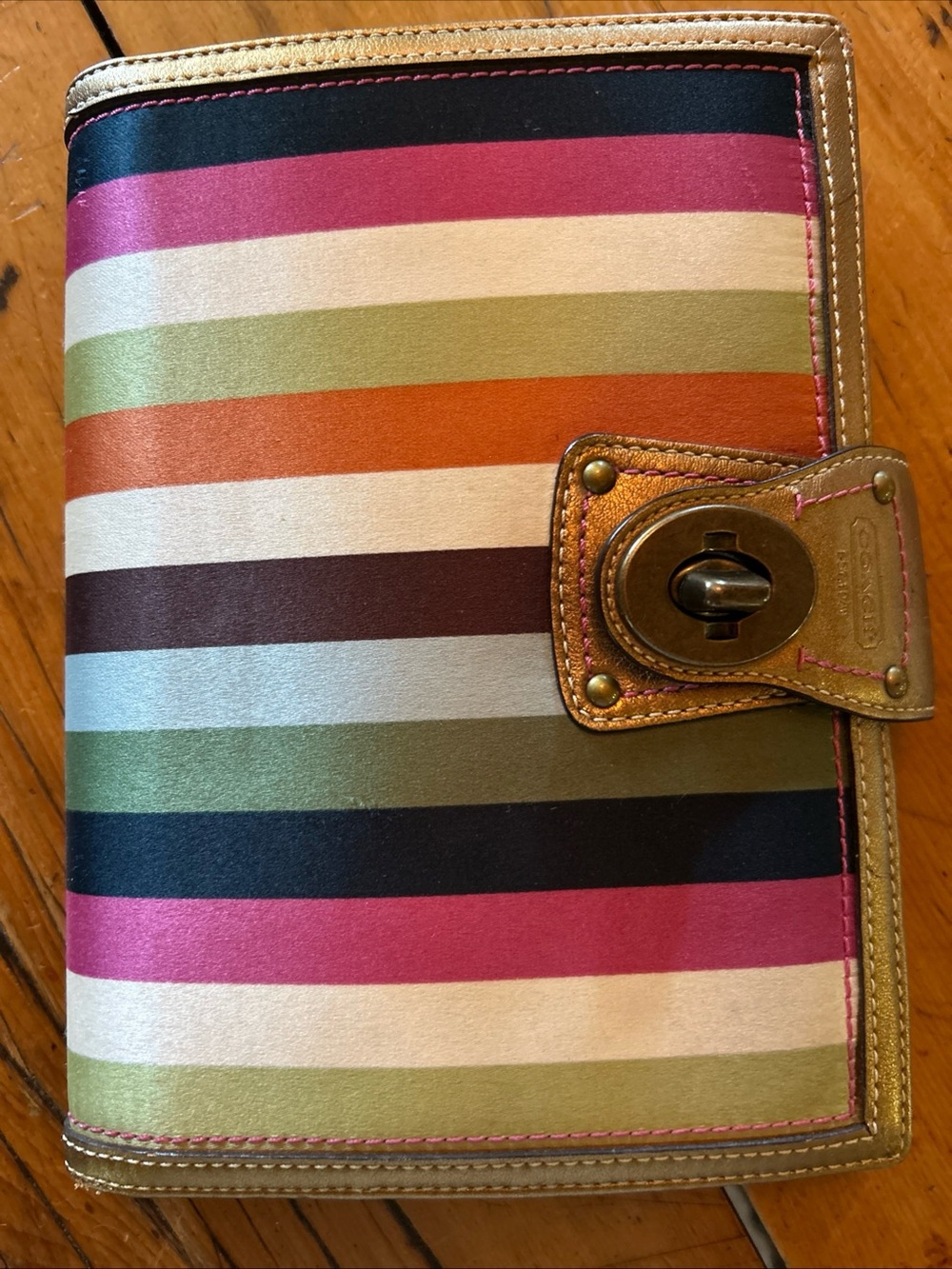 Coach Rare Legacy Stripe Turnlock Agenda